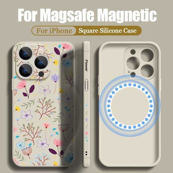 Luxury Case Foral Print Pattern Magnetic Phone Case for iPhone 16 15 14 13 12 Pro Max 11 for Wireless Charge Slim TPU Silicone Cover Z241008