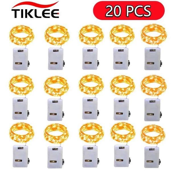 20 sets of string fairy lights with batteries silver copper wire battery powered decorative lights used for wedding party Christmas decoration W241008