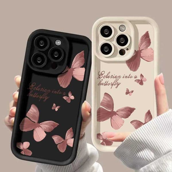 Luxury Case Liquid silicone case suitable for iPhone 13 iPhone 15 11 13 14 16 Pro Max 7 8 Plus XS X XR SE SE3 butterfly shock-absorbing cover Z241008