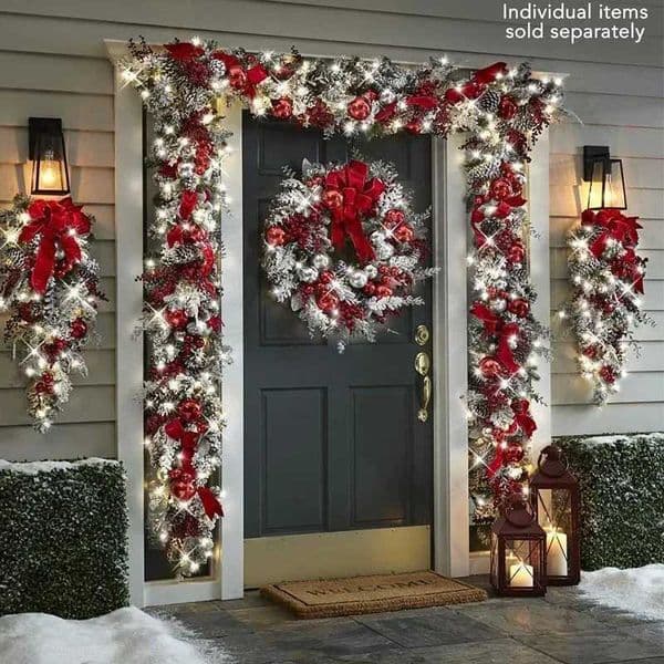 New Front Door Folding Red Ball for Doors Windows Mantles Indoor and Outdoor Christmas Decoration W241008 1204