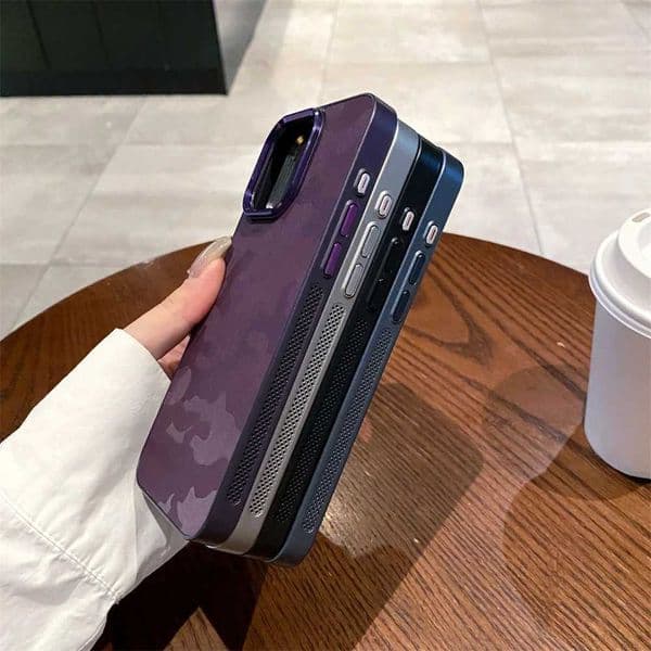 Designer Phone Case Luxury camouflage leather cooling frame phone case suitable for iPhone 16 15 14 13 12 Pro Max 11 electroplated shockabsorbing protectiv M241008