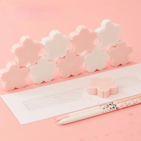 Cherry Shape Eraser Childrens Cute School Rubber Mini Blossom Kawaii Korean Supplies Accessories 241008