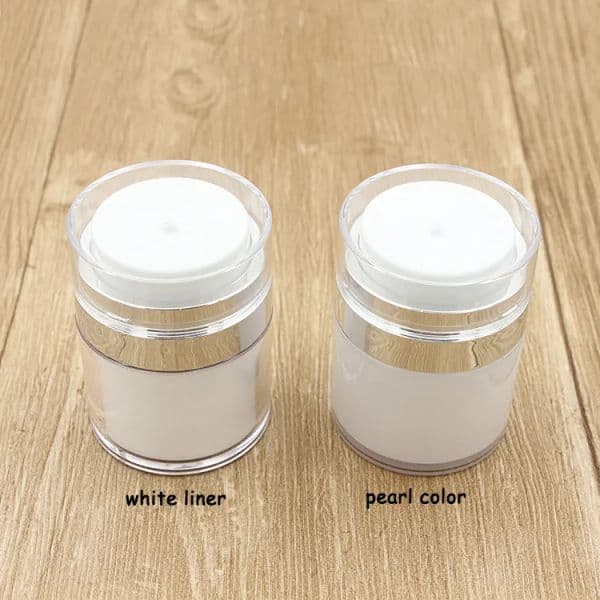 15g 30g 50g Black Pearl White Acrylic Airless Pump Jars for Cosmetics - Round Cream Packaging Bottles Tax Duty Free HJ