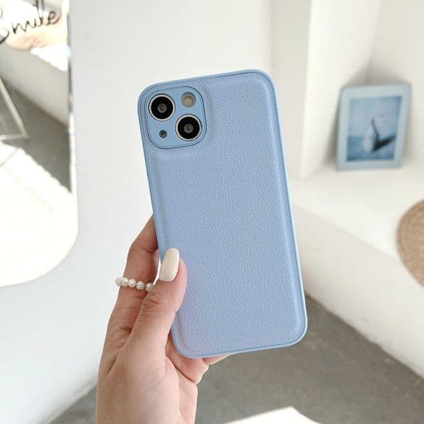 Cellphone Case Luxury solid color Pu leather silicone phone case suitable for iPhone 11 12 13 14 15 16 Pro MAX X XR XS SE 7 8Plus white brown pink cover G241008
