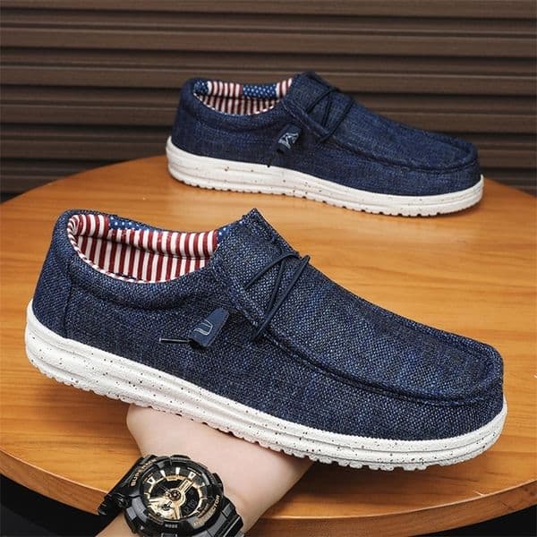 Mens breathable casual canvas sneakers comfortable and soft suitable for mens lightweight driving boat shoes 241008