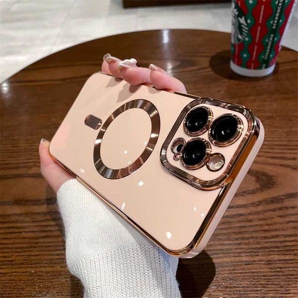 Cellphone Case Luxury electroplated magnetic wireless charging case suitable for iPhone 11 12 13 15 16 Pro Max 14 Plus silicone shock-absorbing cover G241008