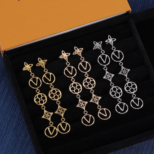 With Box Designer New Classic Women Stud Earrings Hoop Earring 18K Gold Silver Luxury Earring For Women Birthday Wedding Jewelry Gift