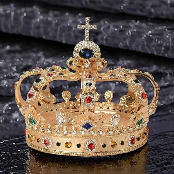 Full round crystal headpiece and crown queen headpiece Pageant Pom Diadem hair accessory vintage hair accessory W241007