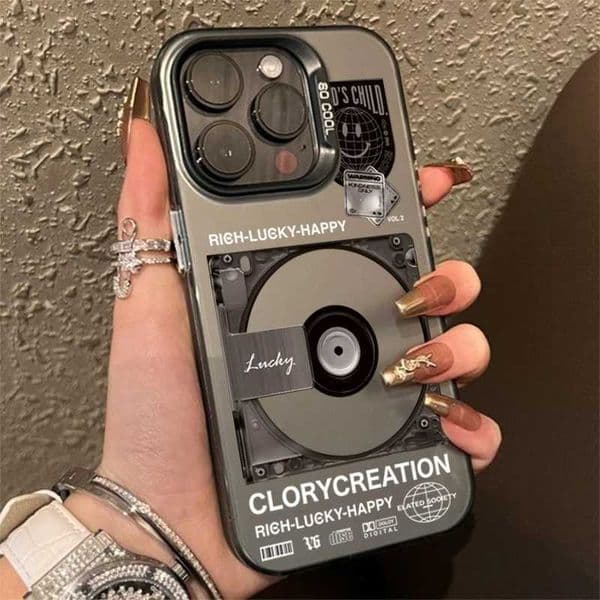 Luxury Case Suitable for iPhone 16 15 14 13 12 11 Pro Max XS X XR Retro Record Player Plating Matte Phone Cover Suitable for iPhone 16 15 13 7 8 Plus Phone Case Z241008
