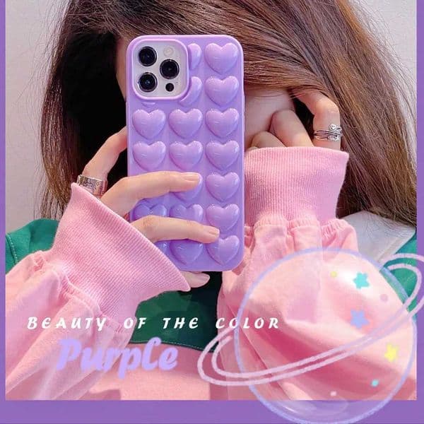 Designer Phone Case Cute 3D heart-shaped silver plated phone case suitable for iPhone 14 13 11 15 16 Pro Max XS XR 7 8 Plus cartoon candy shock-absorbing cover M241008