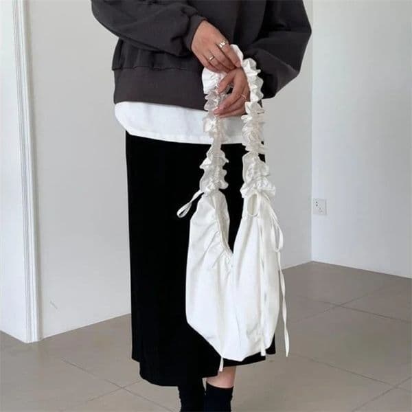 Wrinkled womens shoulder bag Korean solid color large capacity fashionable wallet simple cross body bag 241008