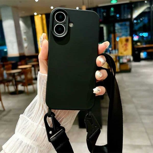 Cellphone Case Cross system rope strap phone case for iPhone 16 15 14 12 11 Pro Max Plus shock-absorbing liquid silicone soft TPU back cover G241008