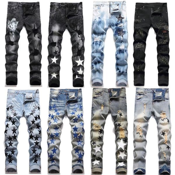 designer mens jeans men pants trousers designer jeans for men slim fit tapered ripped women high streetwear waisted cotton black straight fit skinny pants clothes 38