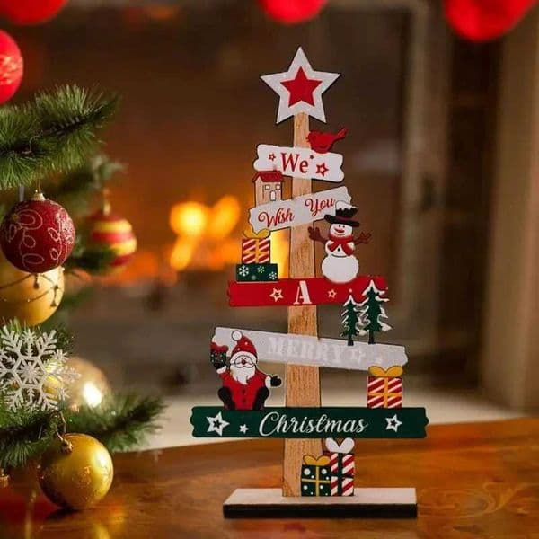 Desktop Christmas Tree Ornament Santa Claus Merry Christmas Wooden Sign Plaque 2024 Xmas Decoration for Home 2025 New Year GiftXJ241029