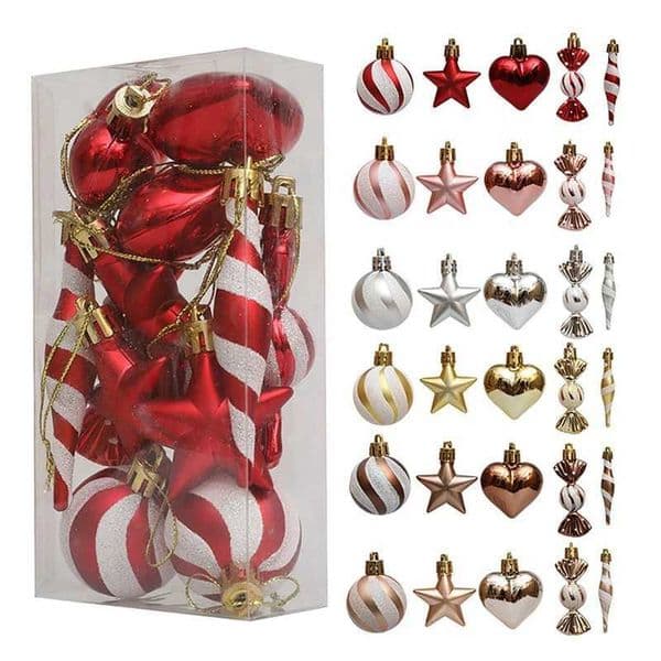 13 pieces/box Christmas ball decoration rose gold candy pendant Christmas tree pendant Navidad 2024 New Year home decoration gift W241008