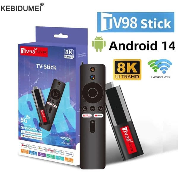 TV98 ATV Smart TV Stick Android 14 H618 24G 5G Wifi Supports OTA 8K Media Player Receiver BT50 2GB 16GB Voice Remote Control Box 241007