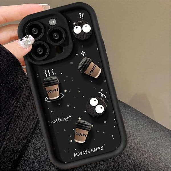 Designer Phone Case Cute 3D Ball Coffee Silicone Soft Phone Case Suitable for iPhone 16 14 13 12 11 15 Pro Max XR 7 8 Plus SE Shockproof Matte Cover M241008