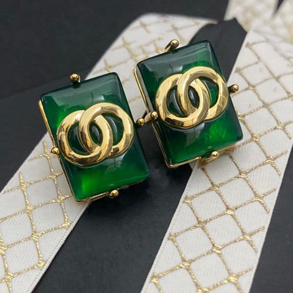 Never Fading Charm Style Rectangle Deign Ear Stud Real Gold Bra Copper Stamp Letter Earring Fahion Women Elegance Wedding Party Jewelry