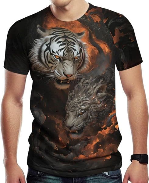 Mens T shirt Men's Tiger T-Shirts Fashion Summer Tee Top Novelty Graphic Shirts with 3D Designs graphic tee Casual tops summer cool cool
