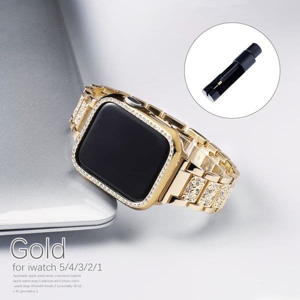 Bling Bands Cases with Apple Watch 46mm 49mm 38mm 40mm 41mm 42mm 44mm 45mm Iwatch Series 10 9 8 7 6 5 4 3 Diamond Rhinestone Stainless Steel Metal Bracelet Wristband Strap
