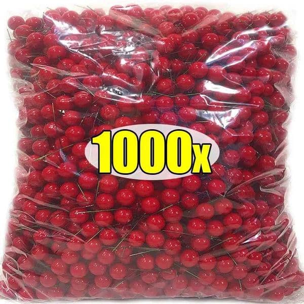 1000/50x Mini Artificial Berries Red Fake Berry Cherry Stamen for Christmas DIY Floral Wreath Ornament New Year Party Home DecorXJ241007