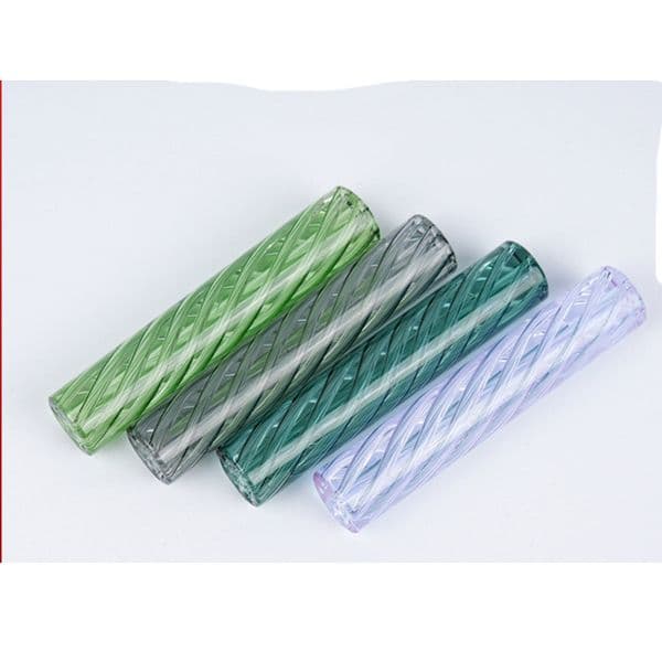 Height 60mm Stripe Color Mini Glass Cigaret Pipe Filter Tips Round Mouth for Dry Herb Tobacco Rolling Drip With 7 Holes Thick Pyrex Glass Diameter 8mm 9mm 10mm 12mm New