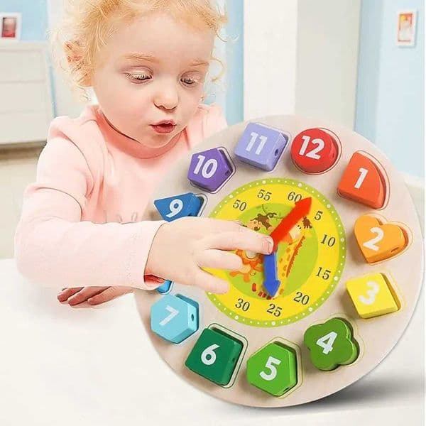 Magnetic Toy Nesting Stacking Toys Clock Toy For Kids Wooden toy for 3 year old Time Learning Shape Sorting Color Game Montessori Early Education Math Set Bab