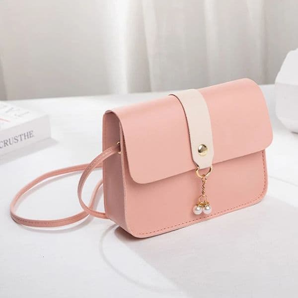 Pearl pendant fashionable womens shoulder bag PU leather cross body mobile messenger bag handbag wallet and handbag 241008