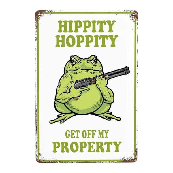 1pc Frog Room Sign Funny badroom door Hoppity Vintage Metal Tin No Trespassing Signs Wall For Room Bathroom Decor 8 X 12 InXJ241010