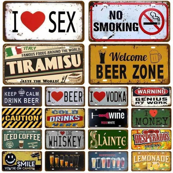 Vintage Tin Sign Wall Decor For Bar Pub Man Cave Tinplate Plate Wine Coffee Painting Drink Beer Metal Sign Poster Whiskey PlaqueXJ241010