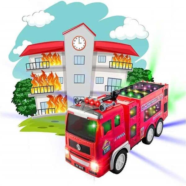 Plane Electric Truck Kids With Bright Flashing Lights Real Siren Sounds Bump slot car And Go Firetruck Fire Engine Toy For Boys Car Track