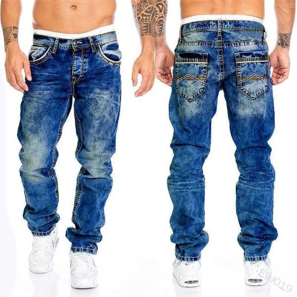 Mens Jeans Brands Straight Stretch Slim Jean Homme Pantalones Hombre Casual Pants Denim Trousers Baggy Jeans Black BlueX241009
