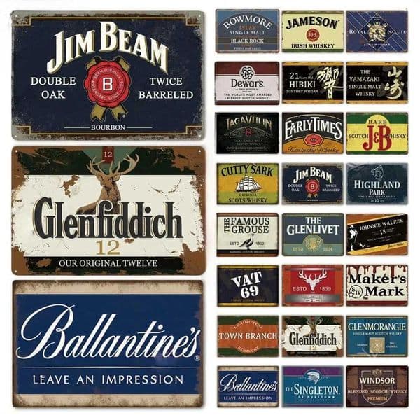 Retro Whiskey Plaque Metal Vintage Metal Sign Tin Sign Decorative Plaque Pub Bar Club Living Room Man Cave Decor Wall DecorationXJ241010