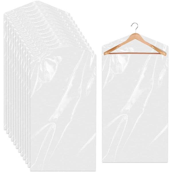 Laundry Bags 50 Pcs Clothes Storage Pouch Dry Cleaning Bags Clear Dust-proof Plastic Garment Bags Clothing Hanging Storage Bag for Home