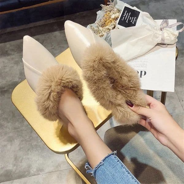 Real Animal Fur Slides Slippers Women Lady Natural Rabbit Mules Flip Flops Female Fluffy Fur Indoor Sandals Plush Shoes mules 240927