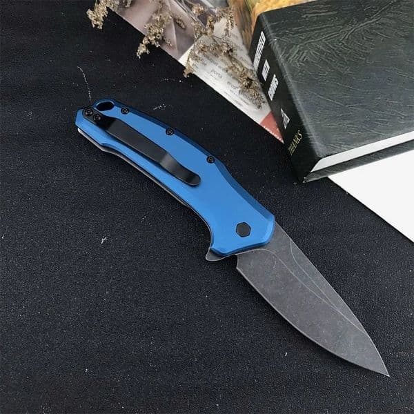 Newest KS 1776NBBW Link Multifunction Pocket Knife Navy Blue Aluminum Handle Assisted Flipper Folding Knife Outdoor Tactical Survival Utility Tool 1660 3655 09