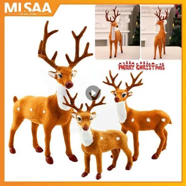 Vivid Cute Sika Deer Christmas Decorations 2024 Christmas Gift Decorations Handmade Plush Reindeer Christmas Supplies W241008