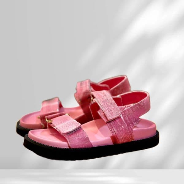 Pink FLower Classic Dress Sandal Women Women Diamond Sole Ankle Buckle Shoes Summer Slippers Flats