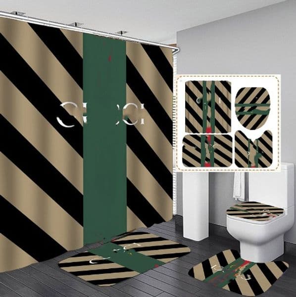 Quality 4Pcs/Set Carpet Bathroom Foot Pad Bath Mat and Shower Curtain Set Toilet Toilet Seat Covers Home Decor High-end
