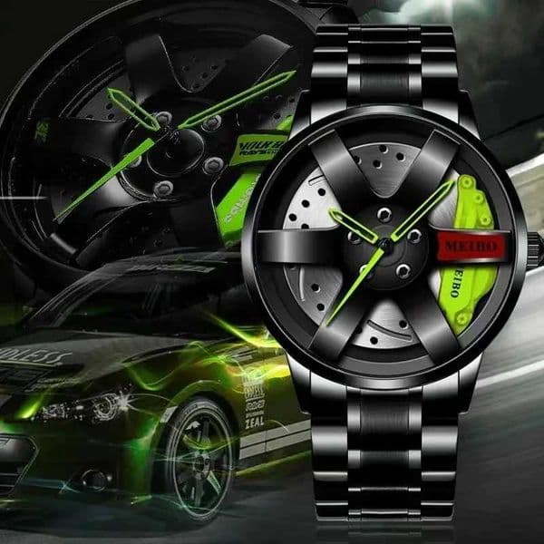 Fashion Mens Car Wheel Watches Luxury Stainless Steel Waterproof Watch for Men Quartz Wrist Watches Male Clock relogio masculinoX241010