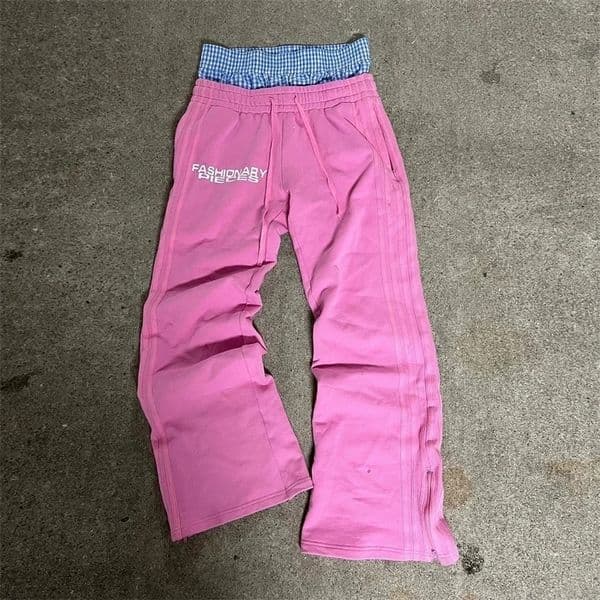 Embroidered straight pants for men and women Y2k high street Harajuku retro striped printed pants American knitted casual pants 241010