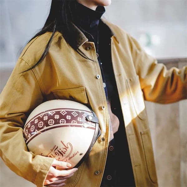 Maden Womens Vintage Michigan Canvas Jacket Classic Corduroy Lapel Collar with 4 Pockets Female Autumn Cotton Coat 241007Z
