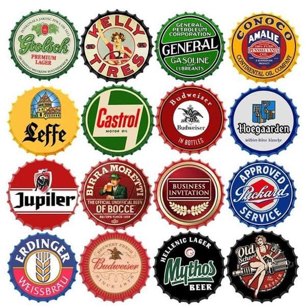 Beer Brand Tin Signs Beer Bottle Cap Metal Wall Plates Hanging Decorative Plaques Vintage Pin Up Girls Signs Bar Garage DecorXJ241010