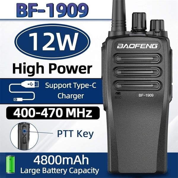 Baofeng 1909 12W high-power walkie talkie remote bidirectional wireless C-type charging transmitter upgrade BF 888S 5R UV 82 241010