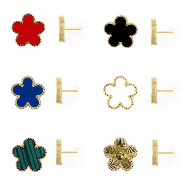 15mm Earring Four Leaf Clover Studs Luxury Earrings Designer Women Pearl Mixed Color S925 Silver Plated 18k Jewelry