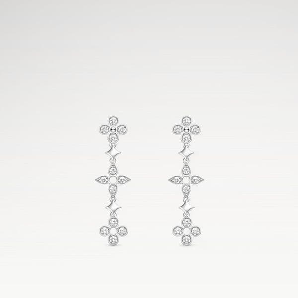 With BOX Luxury Women Hoop Stud Earrings Silver Plated Diamond 3 Flowers Designer Earring For Women Wedding Party Jewelry Never Fade