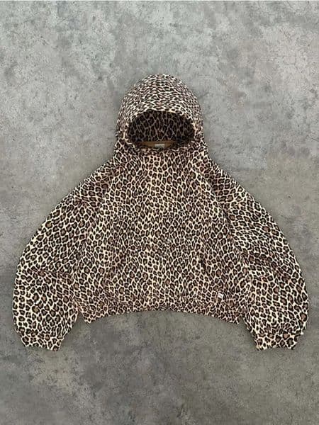 Deeptown vintage leopard hoodie womens Y2k oversized animal print hoodie sweatshirt Pullover retro Grunge hip-hop streetwear 241011