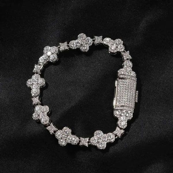 New Designer Simple fashion 10mm cross ral micro-dia bracelet Hip Hop Moissanite jewelry