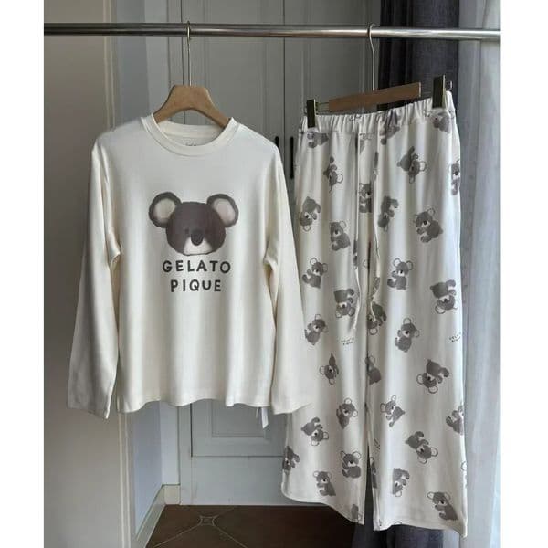 Room wearing womens autumn sleepwear set dog long sleeved Trouser 4065kg with label 241011