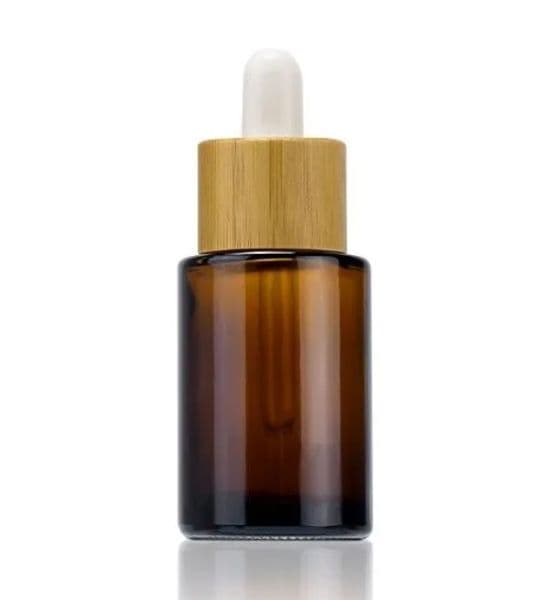 Flat Shoulder Glass Essential Oil Perfume Bottles Transparent Amber Frosted 30ml 1oz Eye Dropper Bottle with Cap HHA